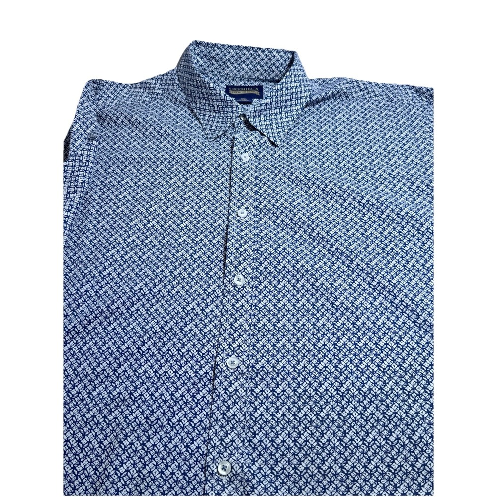 Cremieux Premium Denim Mens XXL Blue White Geometric Medallion Button Down Shirt